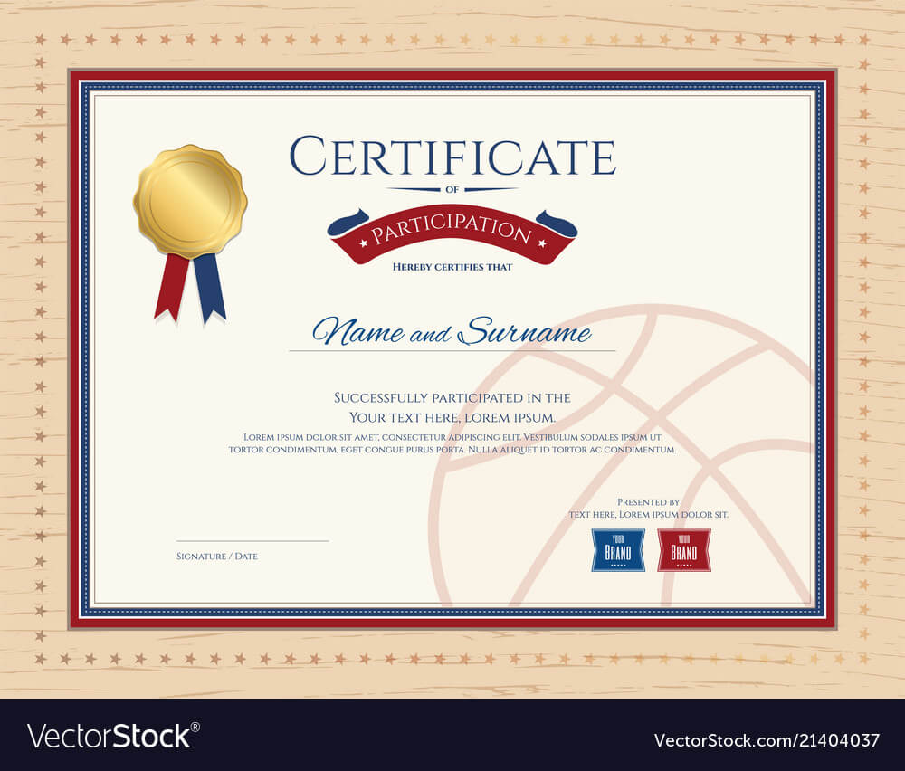 Certificate Template In Basketball Sport Theme For Basketball Certificate Template