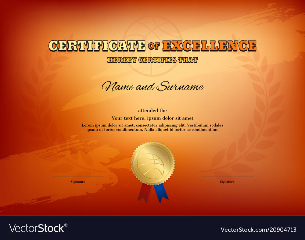 Certificate Template In Basketball Sport Theme In Basketball Certificate Template