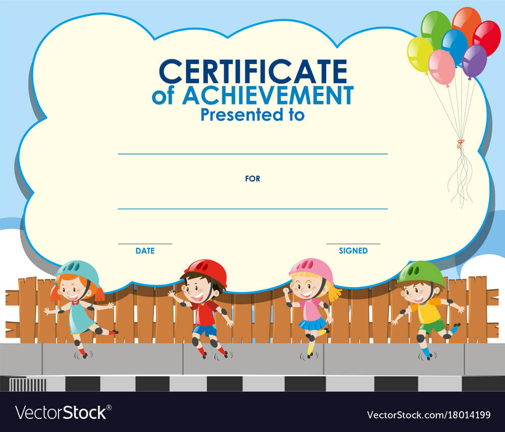 Certificate Template With Kids Skating With Regard To Certificate Of Achievement Template For Kids