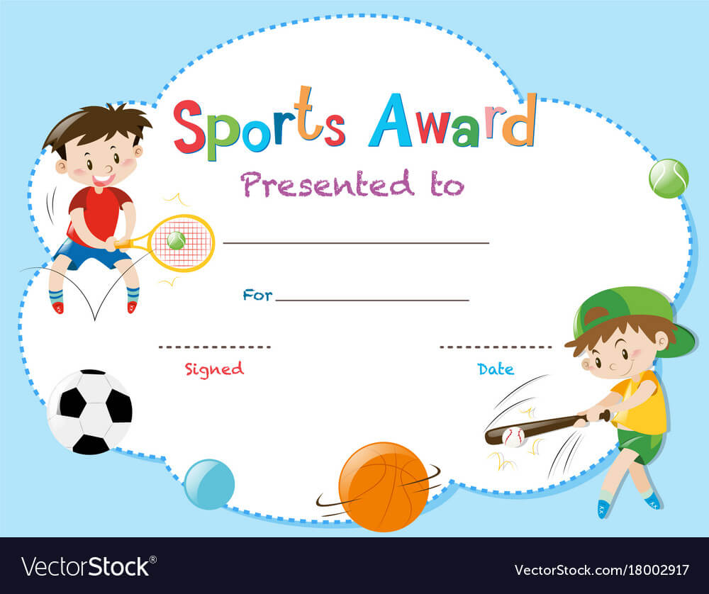 Certificate Template With Two Boys Playing Sports With Athletic Certificate Template
