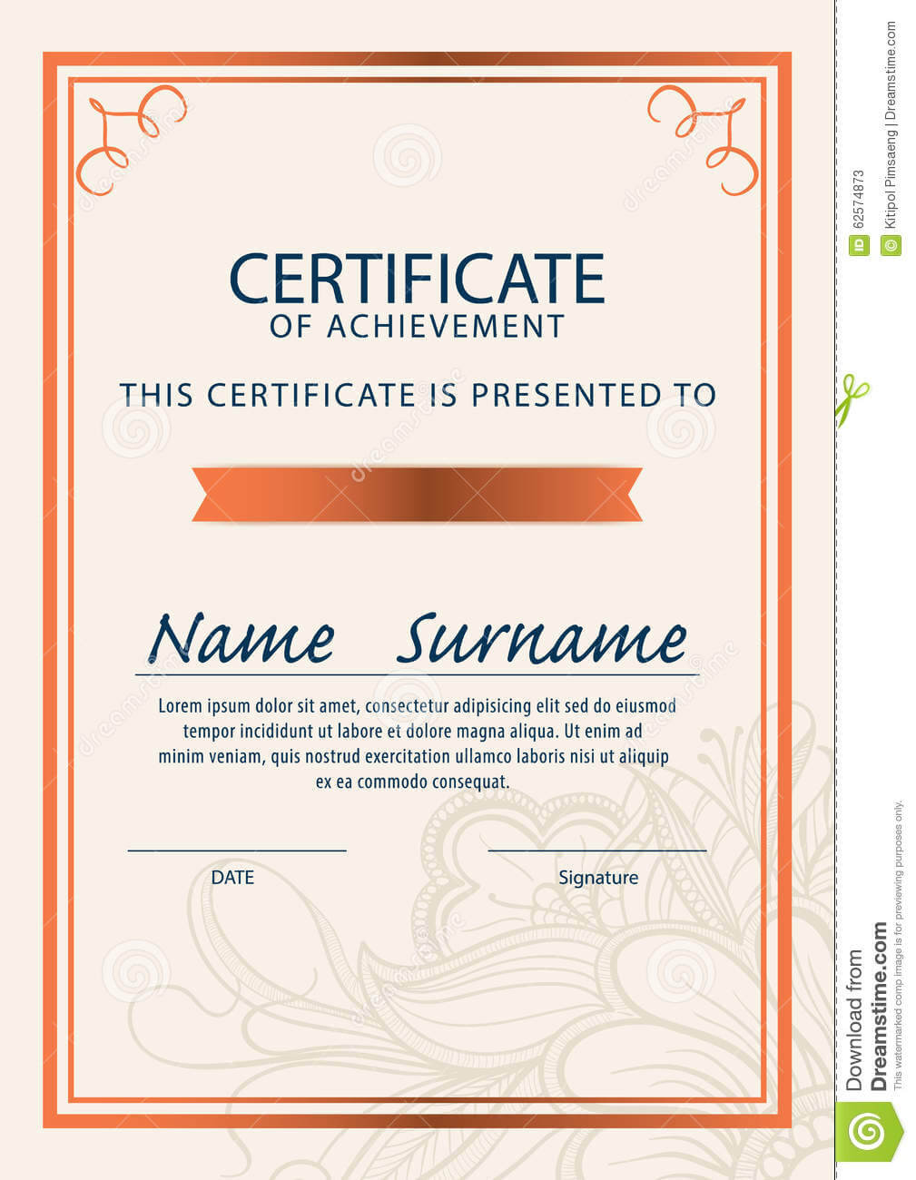 Certificate Template,diploma,a4 Size ,vector Stock Vector In Certificate Template Size