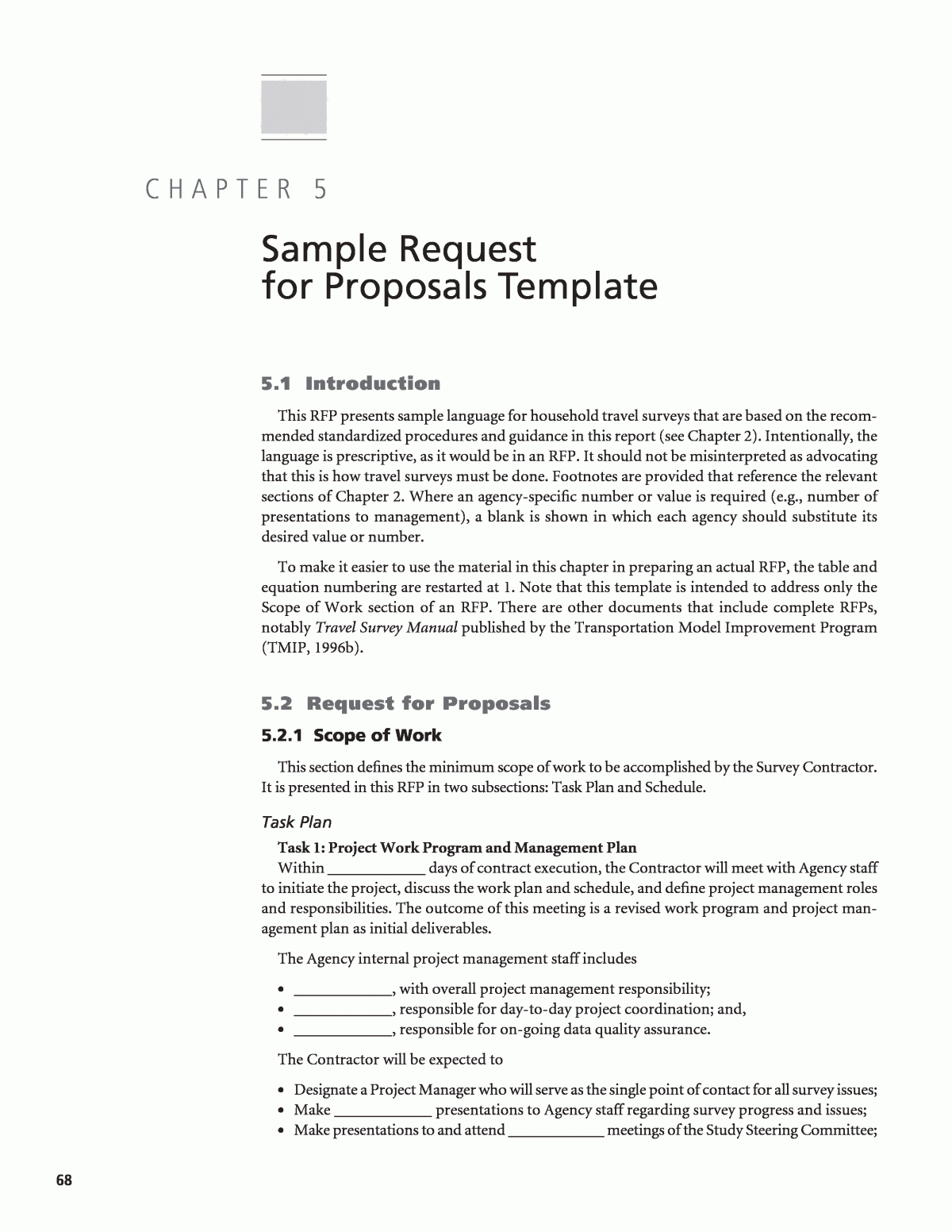 Chapter 5 – Sample Request For Proposals Template Intended For Business Travel Proposal Template