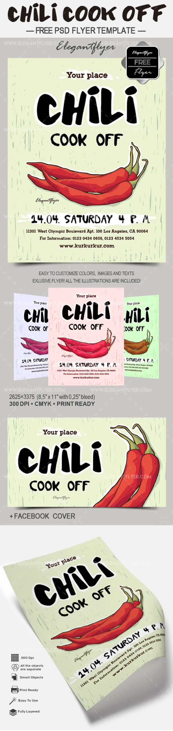 Chili Cook Off – Free Flyer Psd Template –Elegantflyer Pertaining To Chili Cook Off Flyer Template