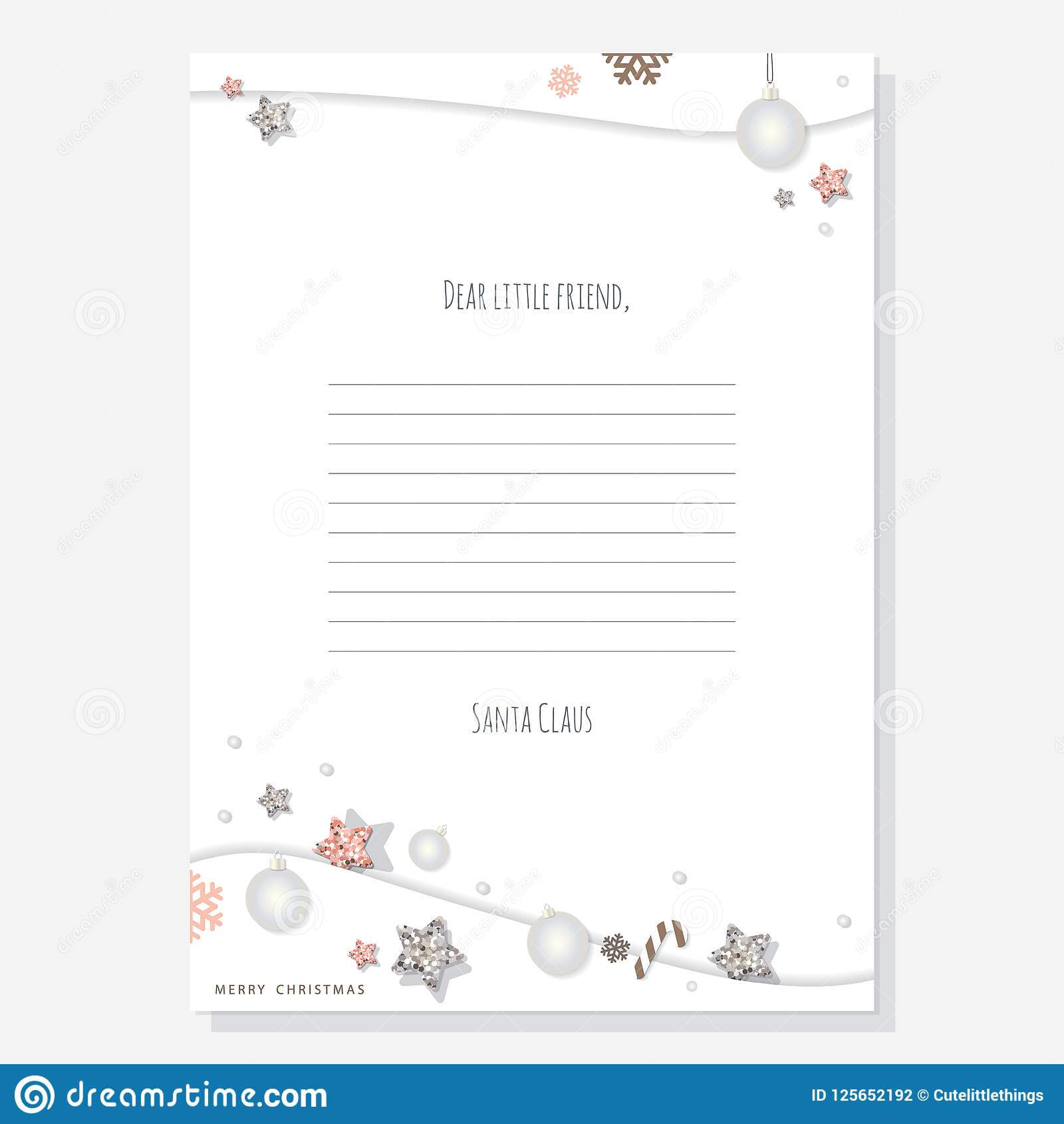 Christmas Letter From Santa Claus Template A4. Decorated For Blank Letter From Santa Template
