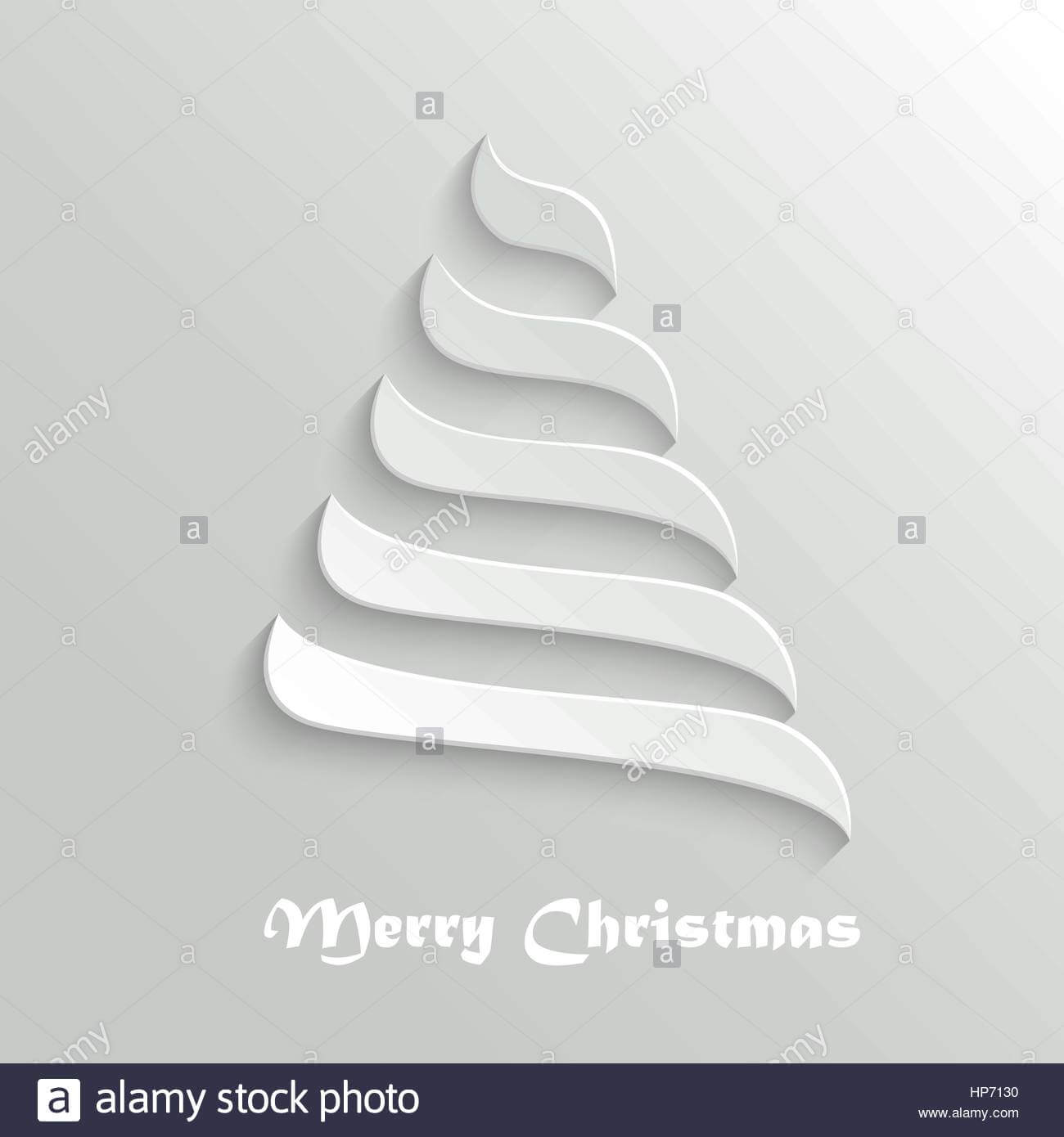 Christmas Tree – 3D Abstract New Year Symbol. Greeting Card With 3D Christmas Tree Card Template