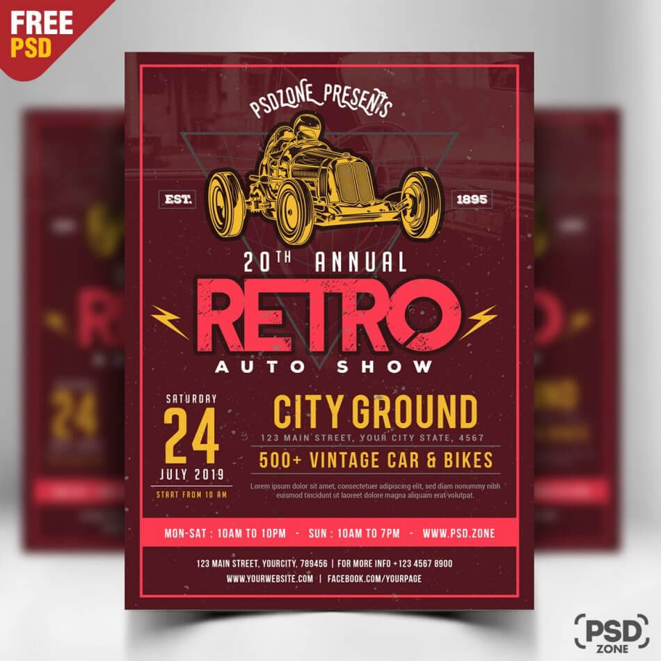 Classic Car Show – Free Psd Flyer Template » Free Psd Flyer Regarding Car Show Flyer Template