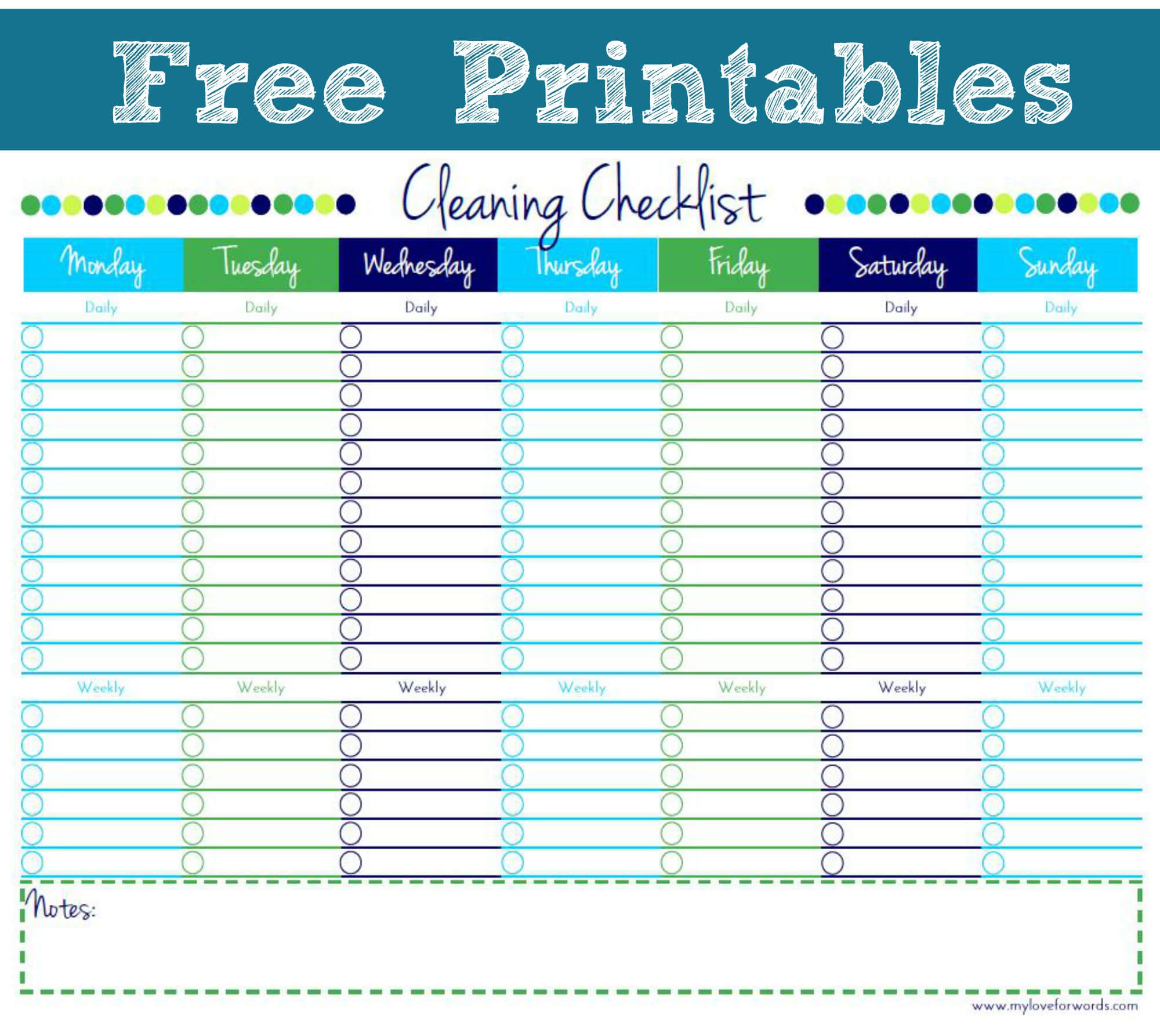Cleaning List Template Free – Yerde.swamitattvarupananda Intended For Blank Cleaning Schedule Template