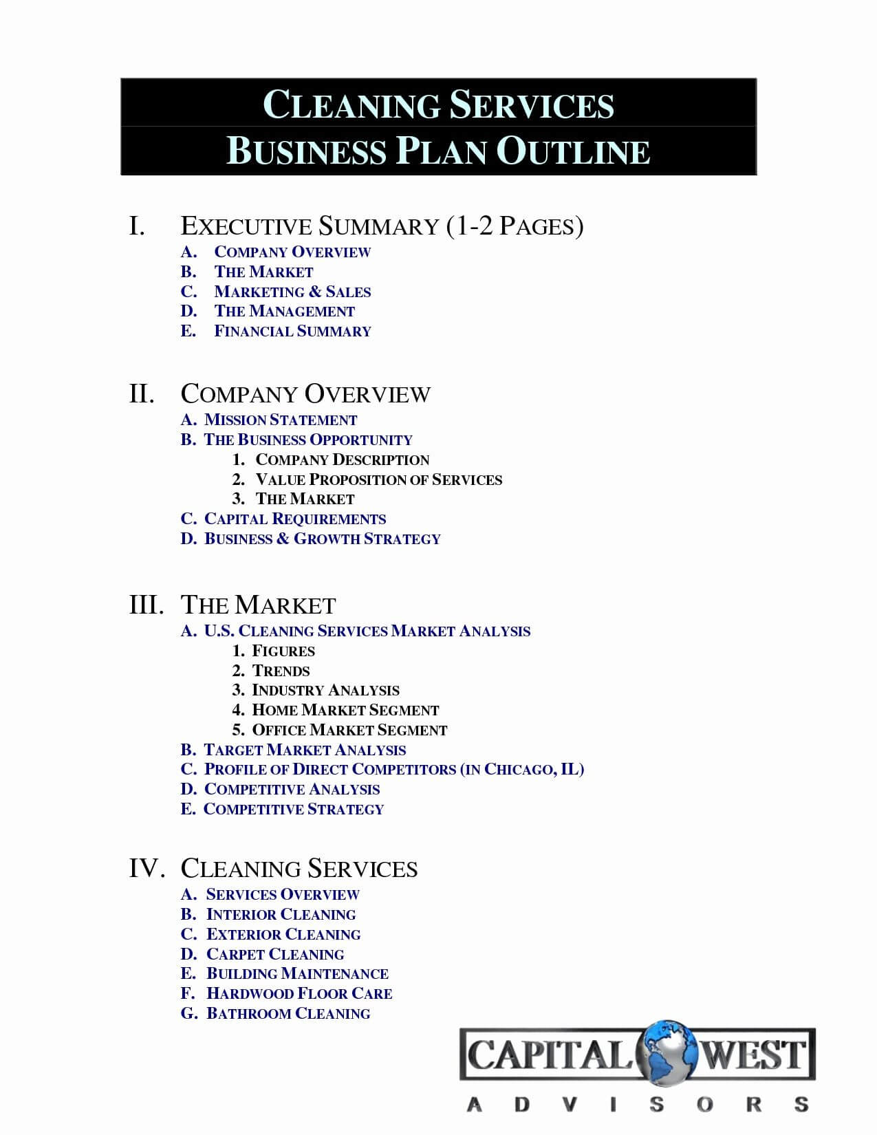 Cleaning Services Business Plan Sample Pdf Template Examples For Business Plan Template For Service Company