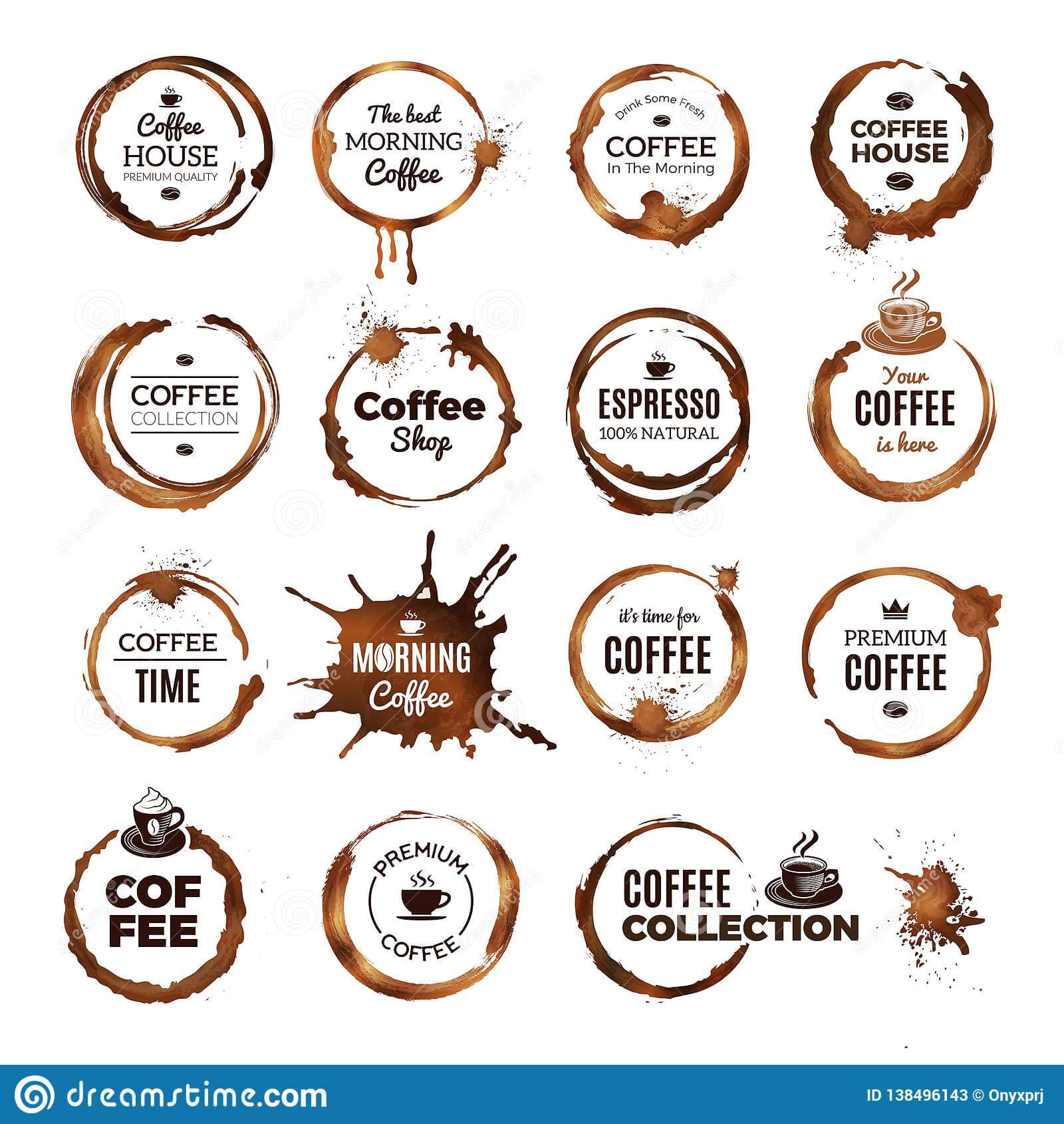 Coffee Rings Badges. Labels With Dirty Circles From Tea Or Inside 1.5 Circle Label Template
