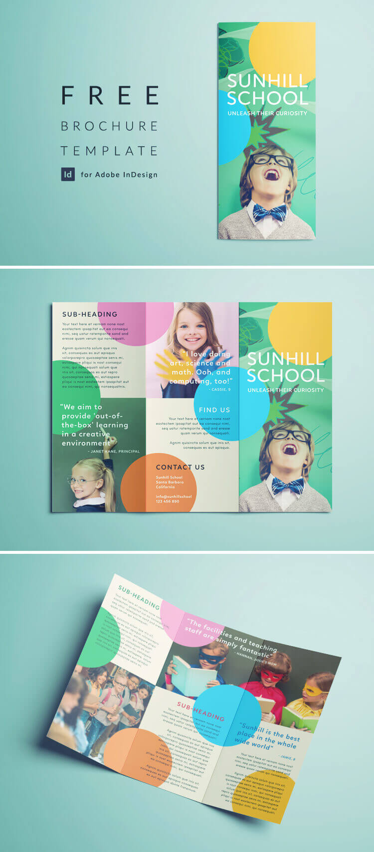 Colorful School Brochure – Tri Fold Template | Download Free Within Brochure Templates Free Download Indesign