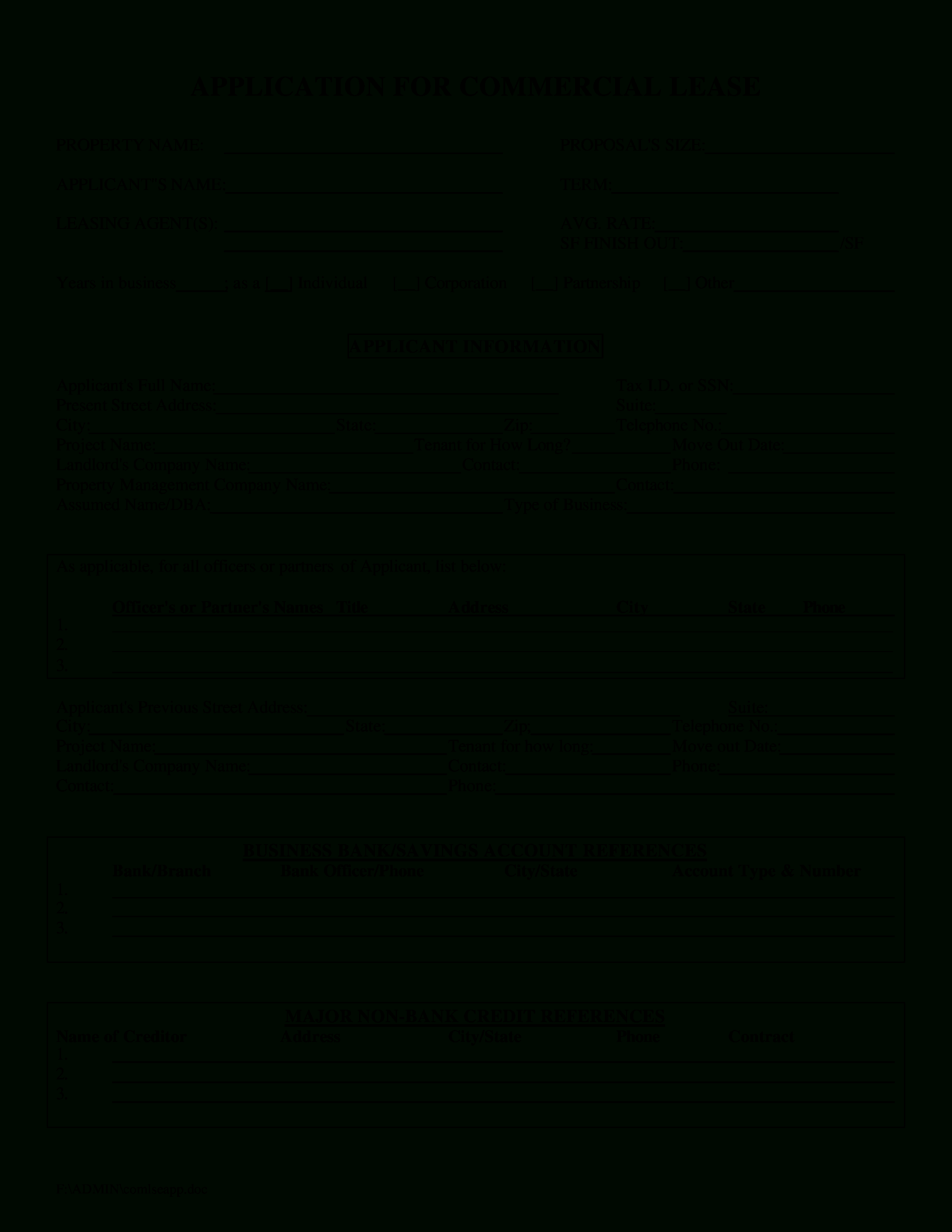 Commercial Lease Agreement Application | Templates At Regarding Business Lease Agreement Template