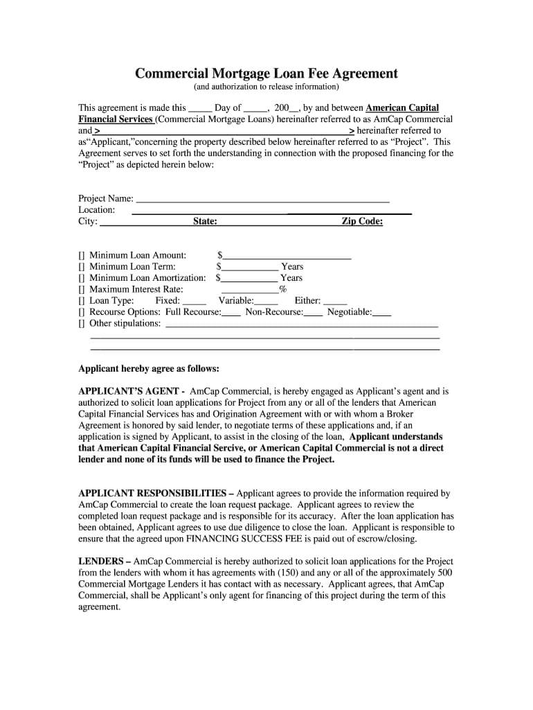 Commercial Mortgage Broker Fee Agreement – Fill Online Throughout Business Broker Agreement Template