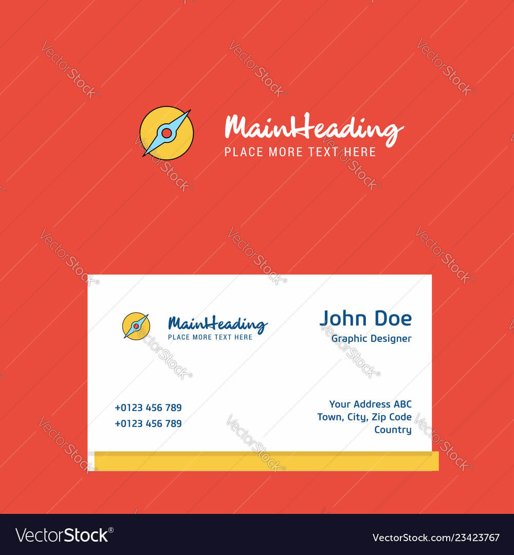 Compass Logo Design With Business Card Template Vector Image On Vectorstock Within Adobe Illustrator Card Template
