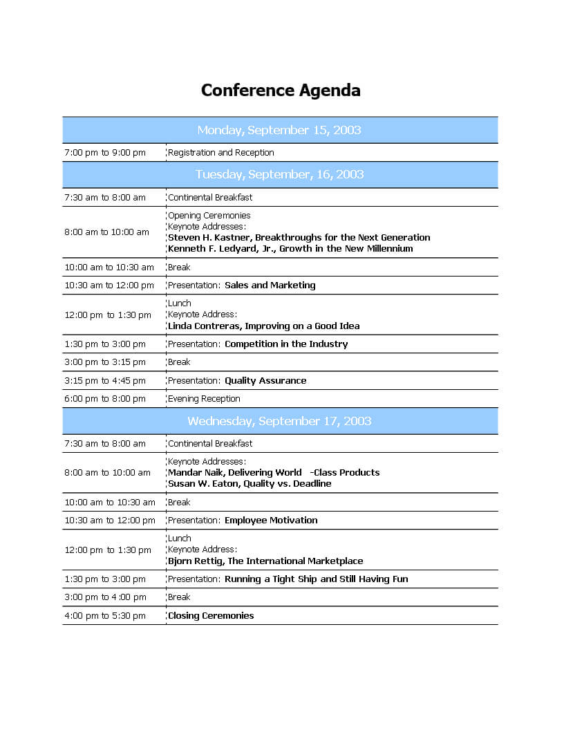 Conference Agenda Template Free Download Call Word Ppt Pertaining To Agenda Template Word 2007