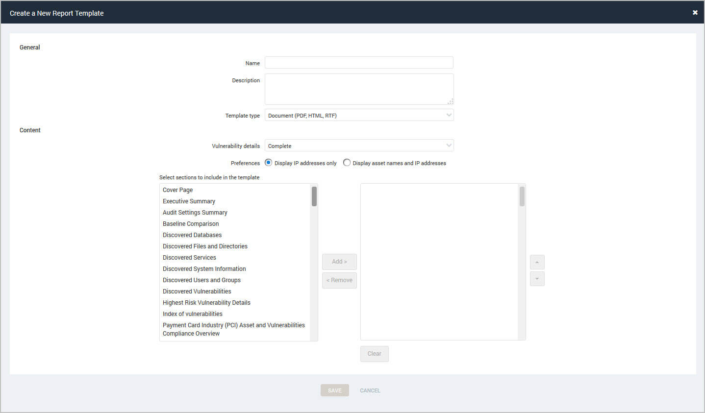 Configuring Custom Report Templates Within Baseline Report Template