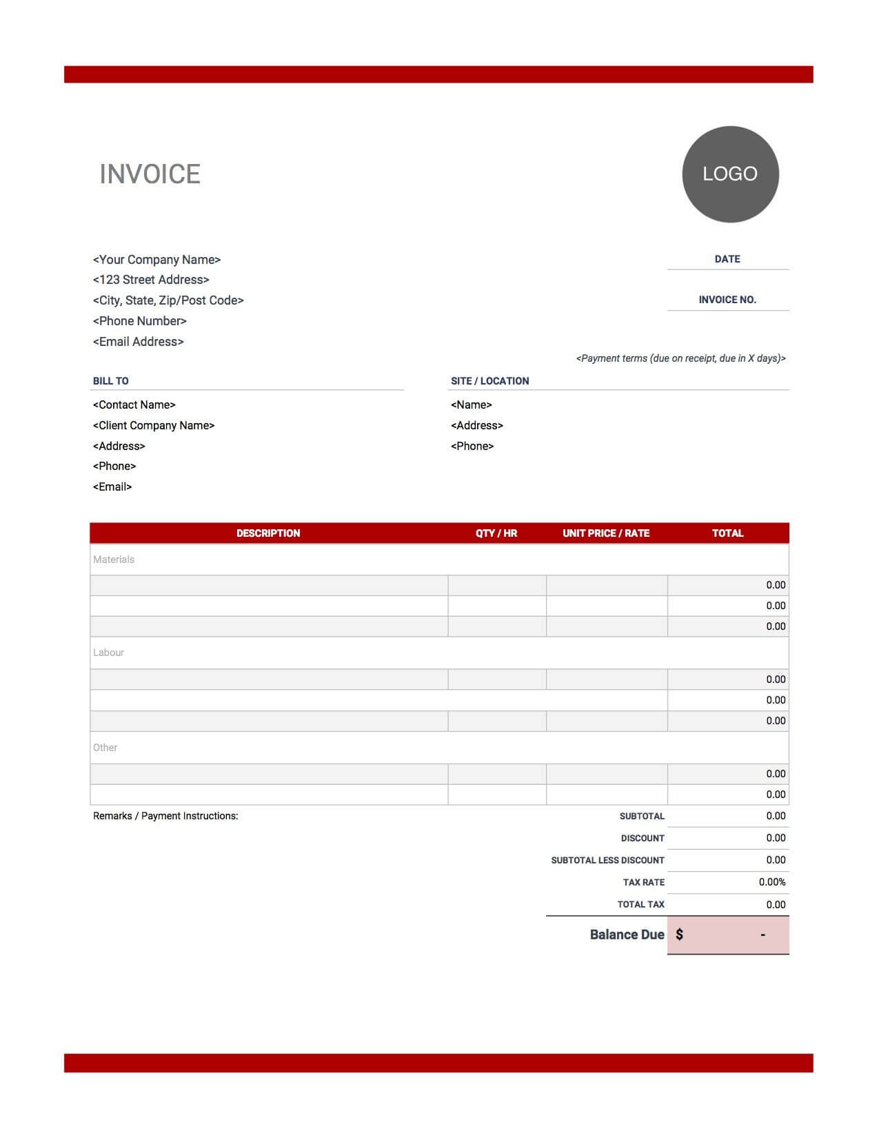 Contractor Invoice Templates | Free Download | Invoice Simple Regarding 1099 Invoice Template