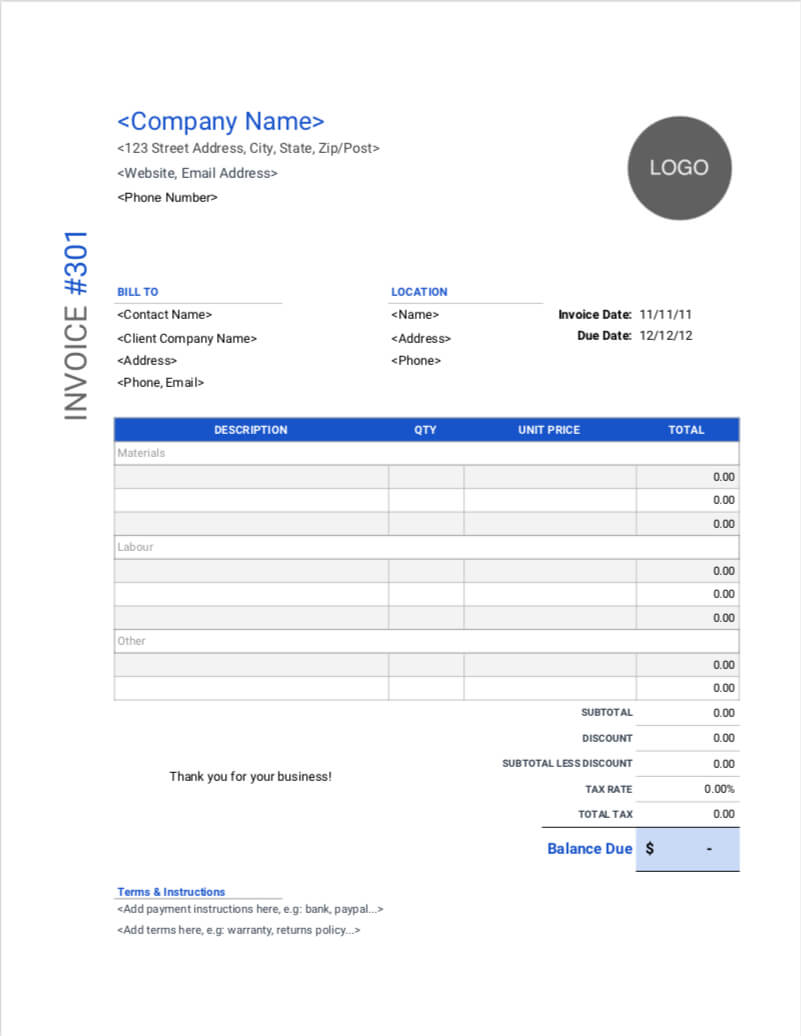 Contractor Invoice Templates | Free Download | Invoice Simple With Regard To Carpet Installation Invoice Template
