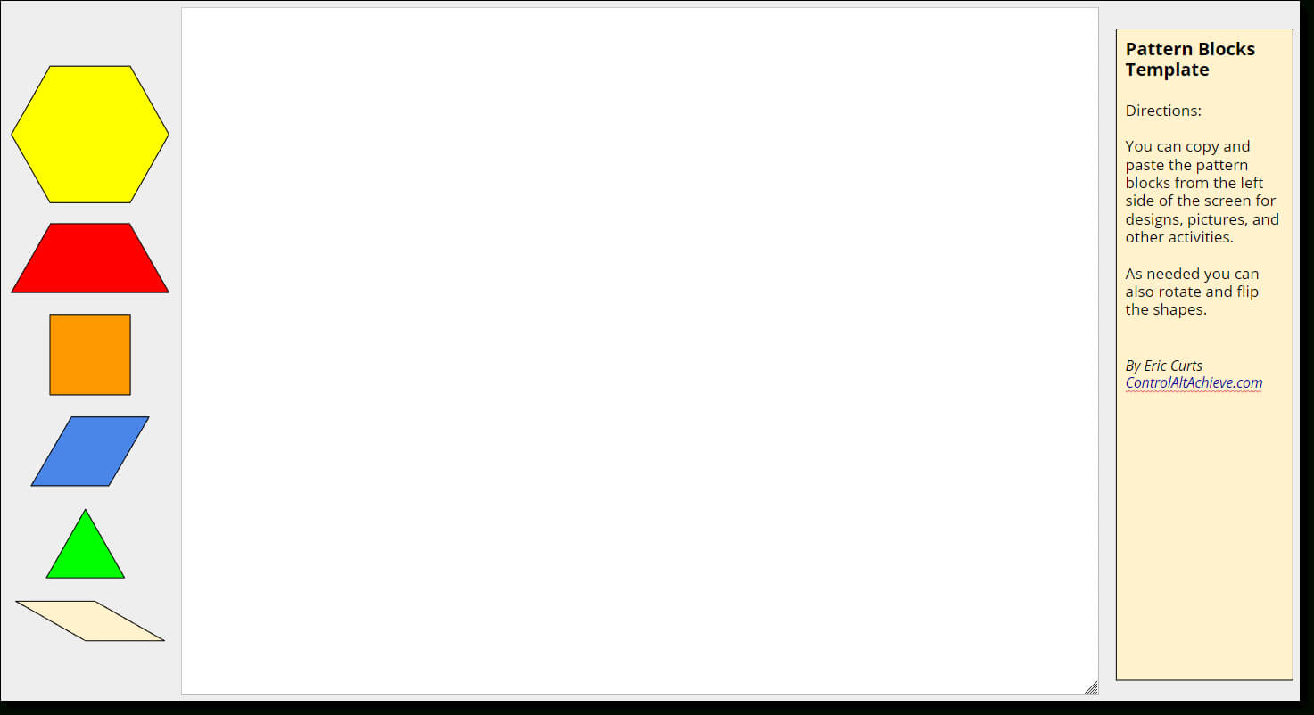 Control Alt Achieve: Pattern Block Templates And Activities Within Blank Pattern Block Templates