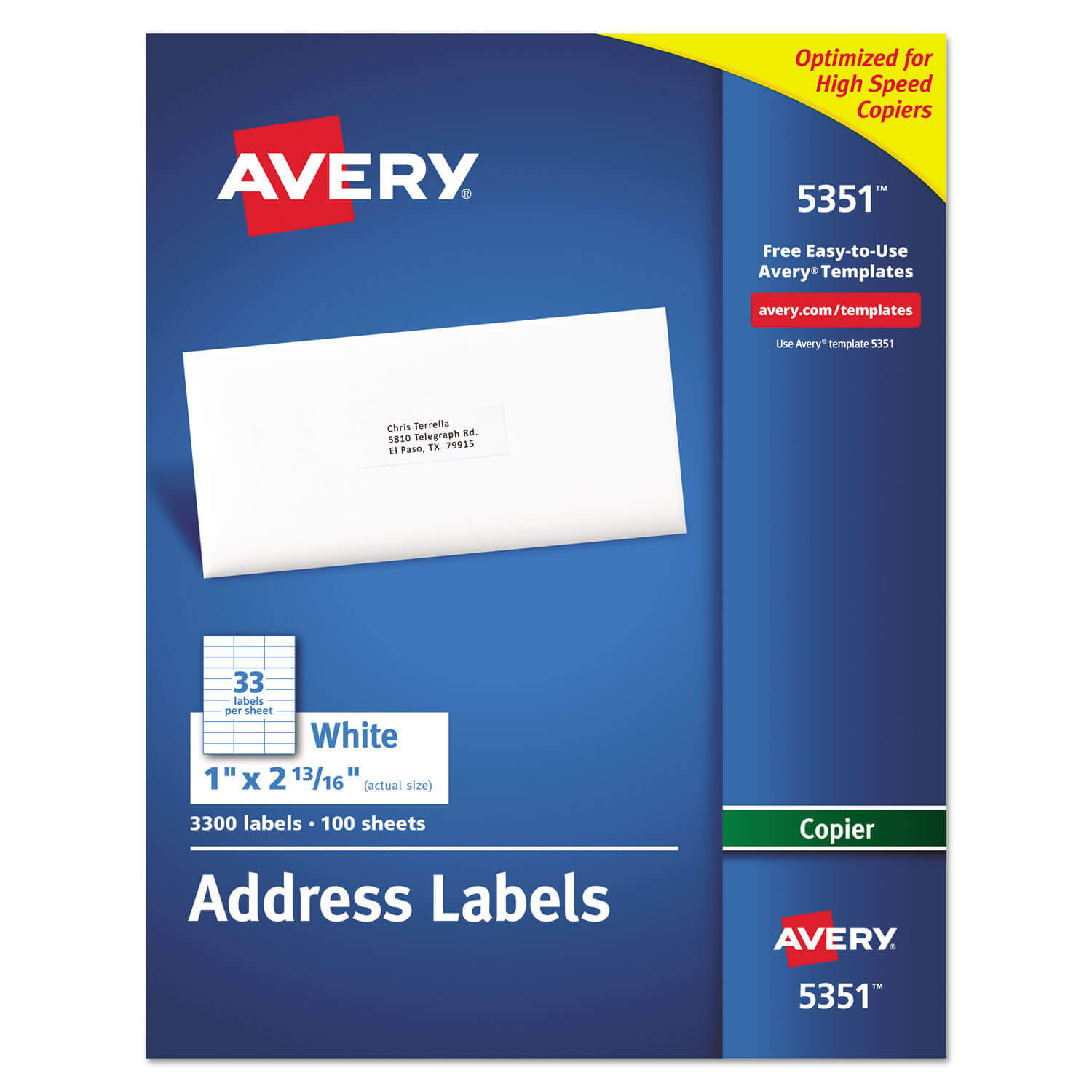 Copier Mailing Labels, Copiers, 1 X 2.81, White, 33/sheet Intended For 33 Labels Per Sheet Template