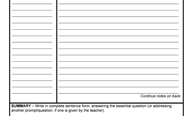 Cornell Notes - Fill Online, Printable, Fillable, Blank in Avid Cornell Note Template