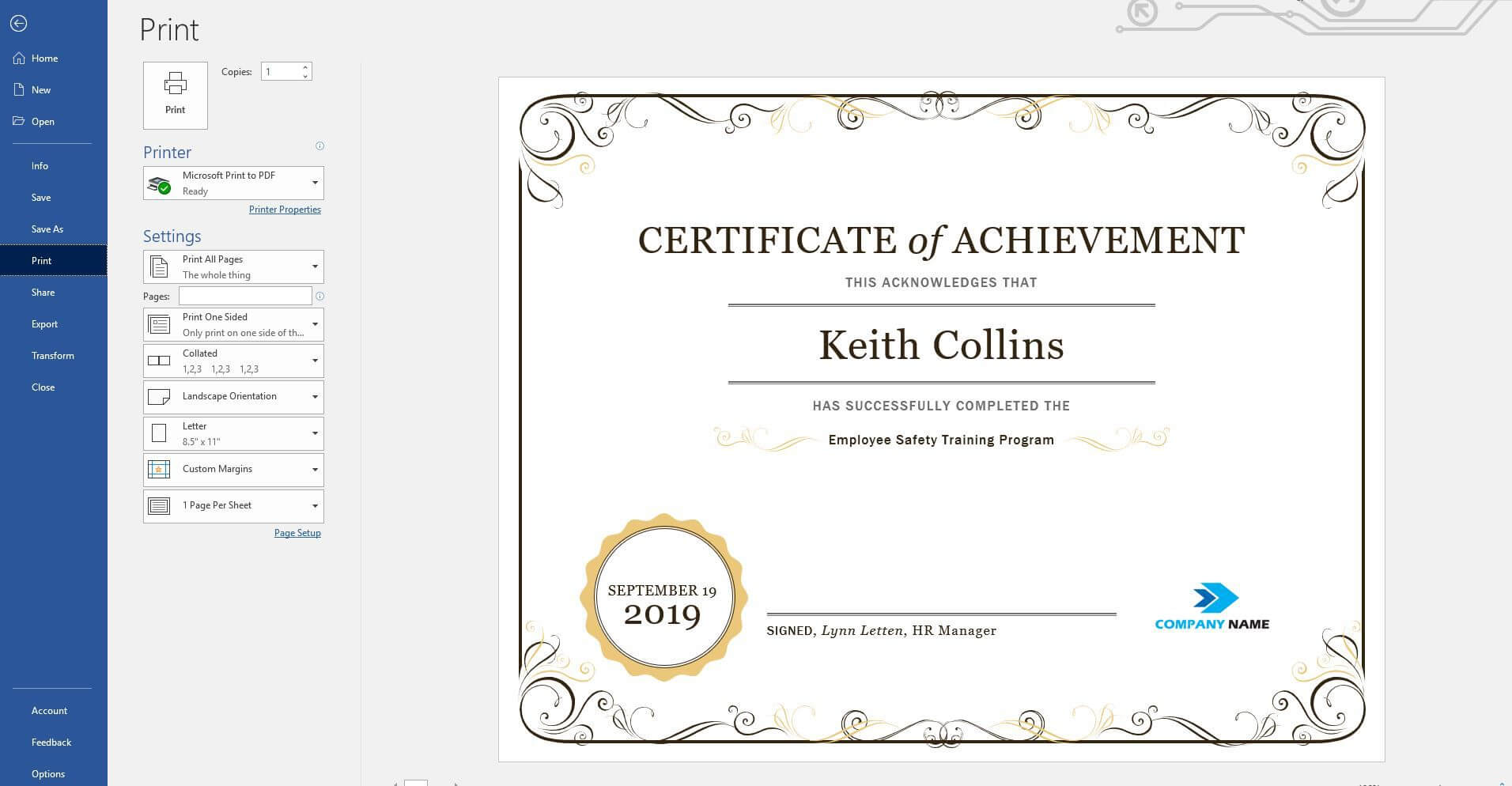 Create A Certificate Of Recognition In Microsoft Word Intended For Award Certificate Templates Word 2007