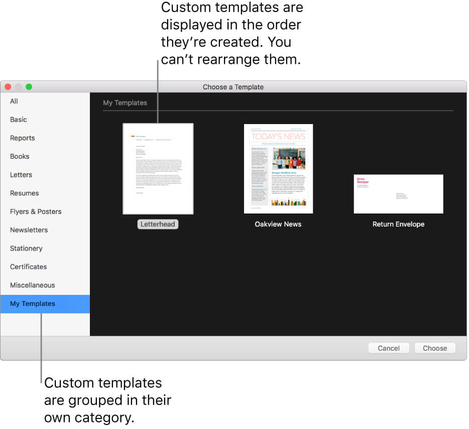 Create A Custom Template In Pages On Mac – Apple Support Intended For Certificate Template For Pages