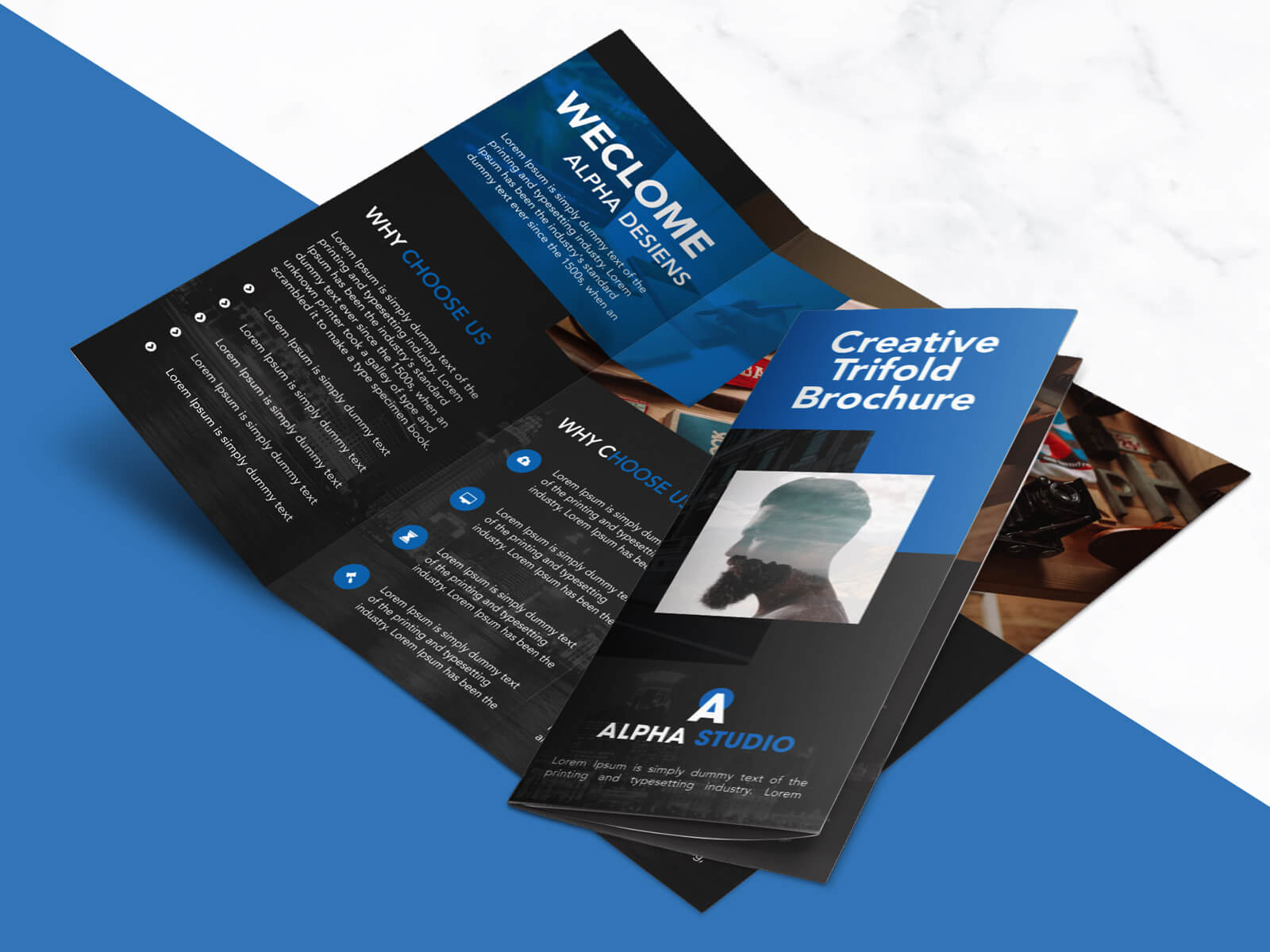 Creative Agency Trifold Brochure Free Psd Template Inside 3 Fold Brochure Template Psd Free Download