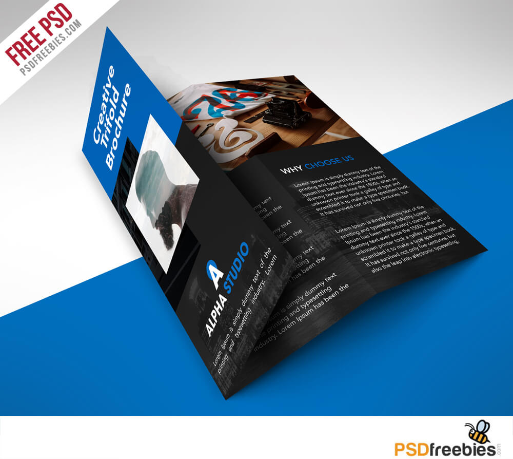 Creative Agency Trifold Brochure Free Psd Template Within Brochure Psd Template 3 Fold