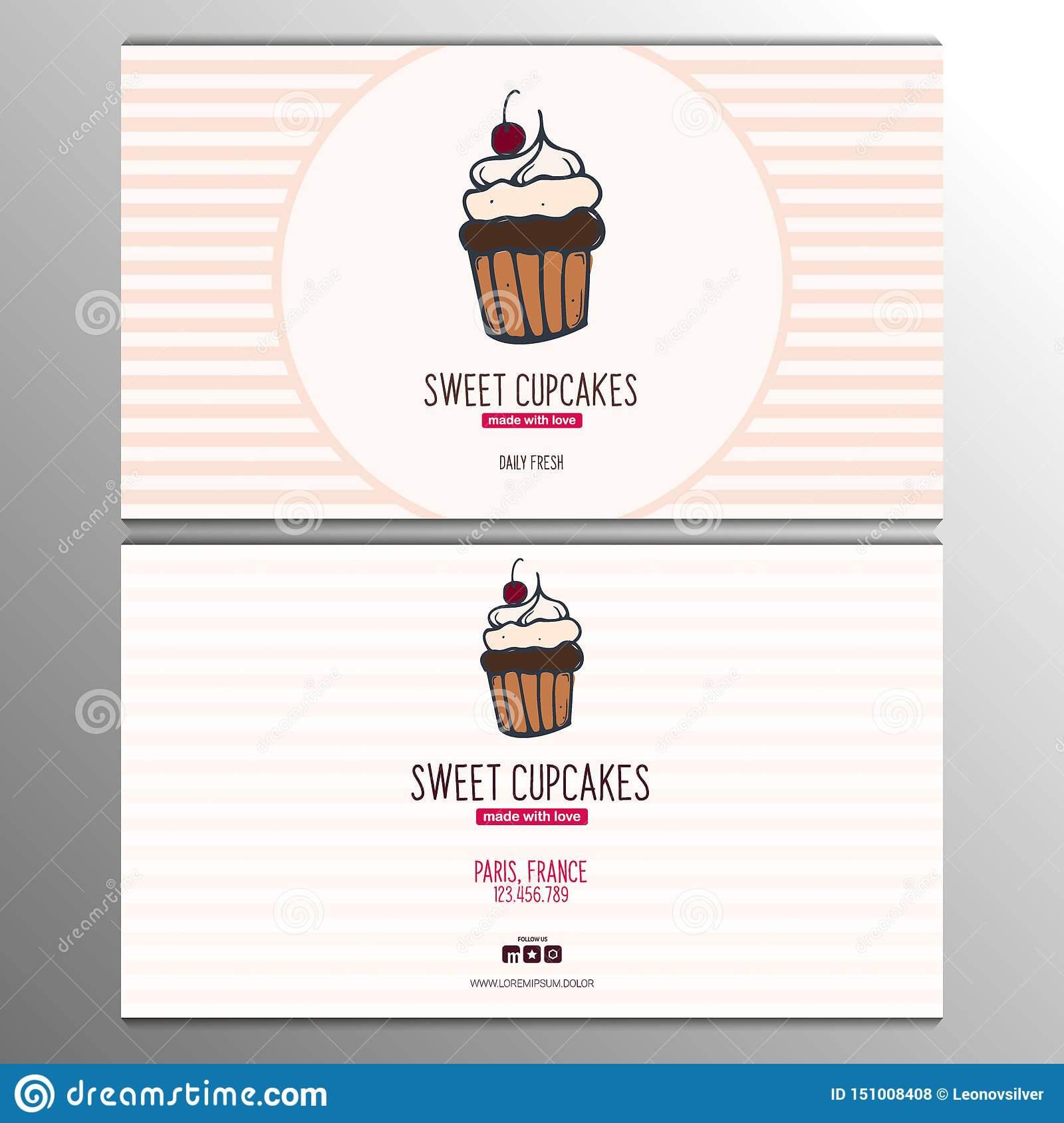 Cupcake Or Cake Business Card Template For Bakery Or Pastry For Cake Business Cards Templates Free
