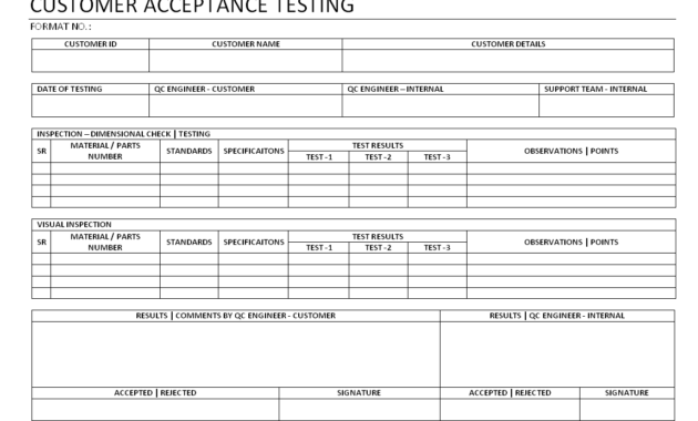 Customer Acceptance Testing - inside Acceptance Test Report Template