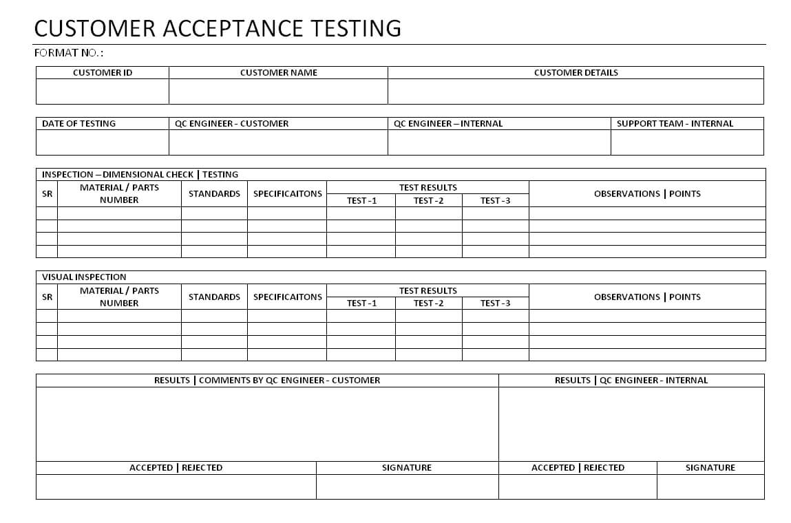 Customer Acceptance Testing - Inside Acceptance Test Report Template