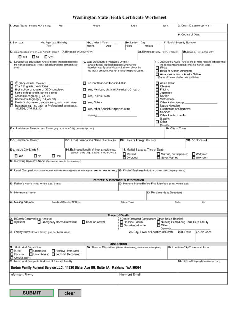 Death Certificate Form – Fill Online, Printable, Fillable For Baby Death Certificate Template