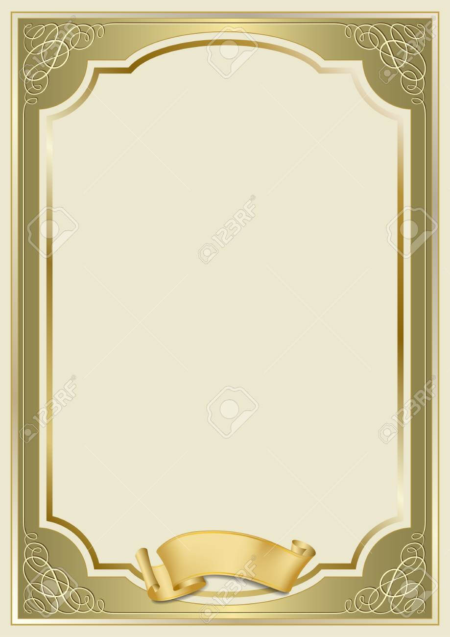 Decorative Rectangular Framework And A Scroll. Template For Diploma,.. Inside Certificate Scroll Template