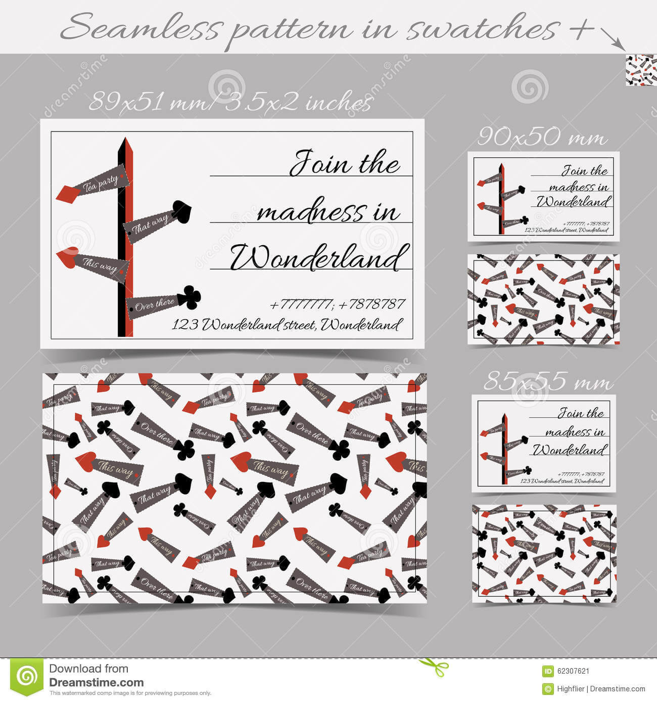 Direction Arrows From Wonderland. Cards Templates. Stock With Regard To Alice In Wonderland Card Soldiers Template