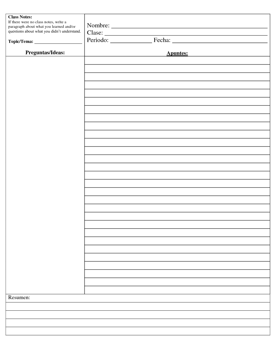 Avid Cornell Notes Template Pdf