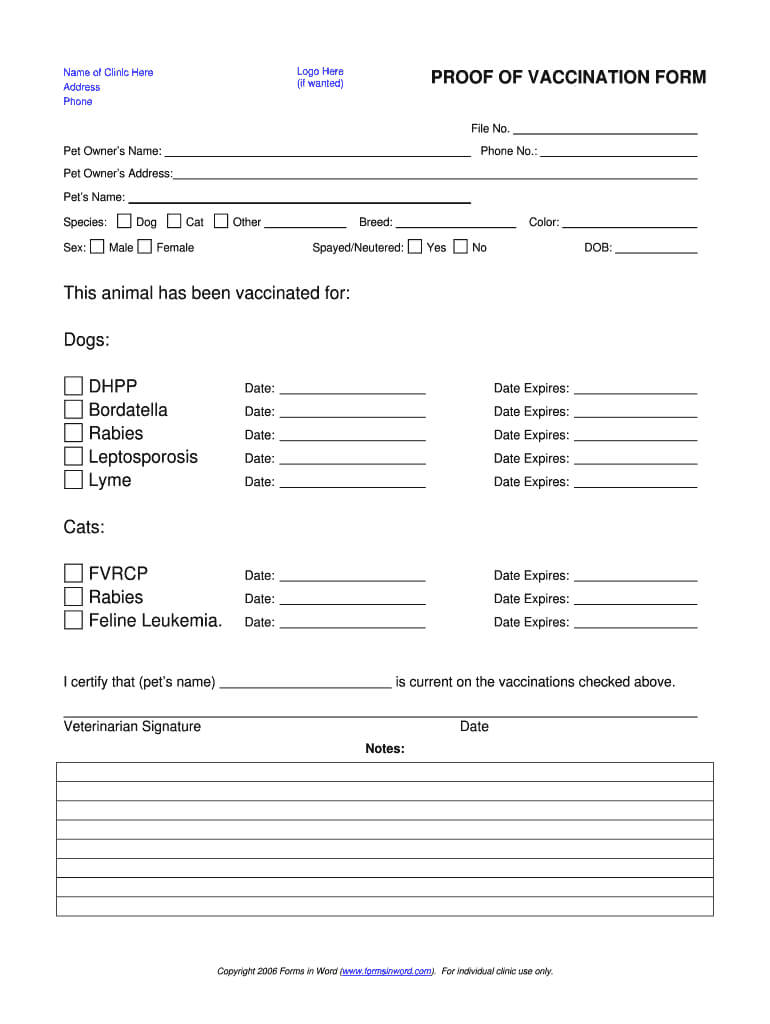 Dog Shot Record Template – Fill Online, Printable, Fillable Throughout Certificate Of Vaccination Template