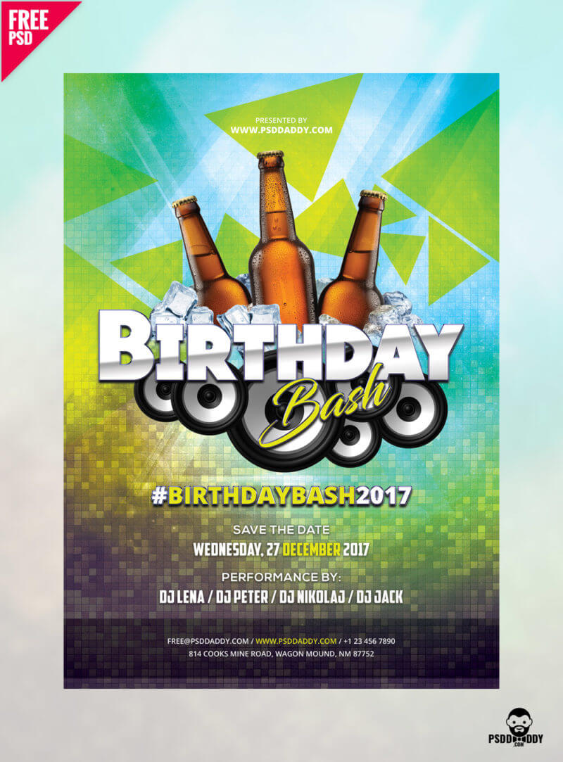 Download] Birthday Flyer Free Psd | Psddaddy Regarding Birthday Party Flyer Templates Free