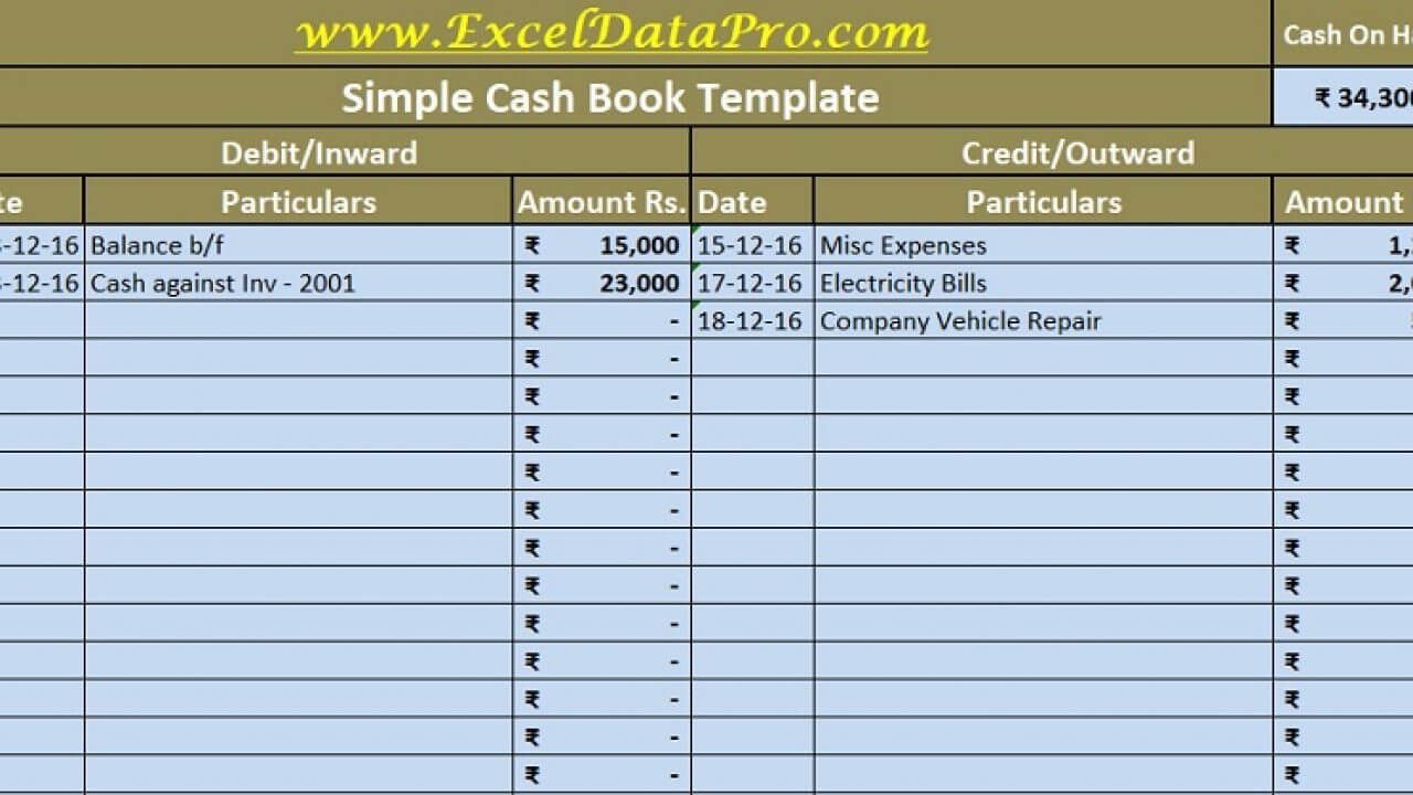 Download Cash Book Excel Template – Exceldatapro Pertaining To Business Ledger Template Excel Free