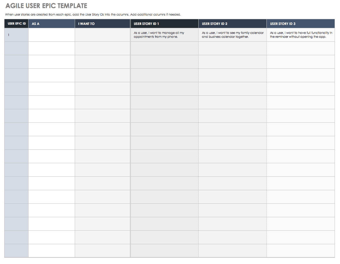 Download Free User Story Templates |Smartsheet Inside Agile Story Card Template