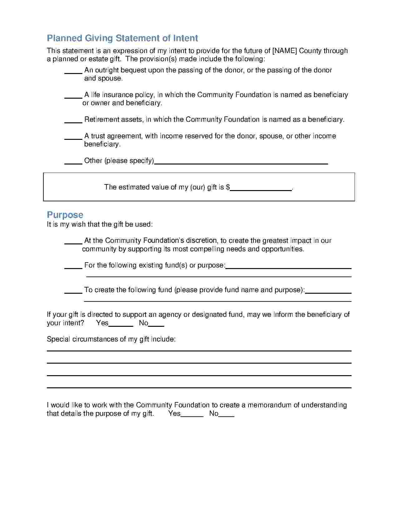 Download Letter Of Intent Style 47 Template For Free At Intended For Bequest Letter Template