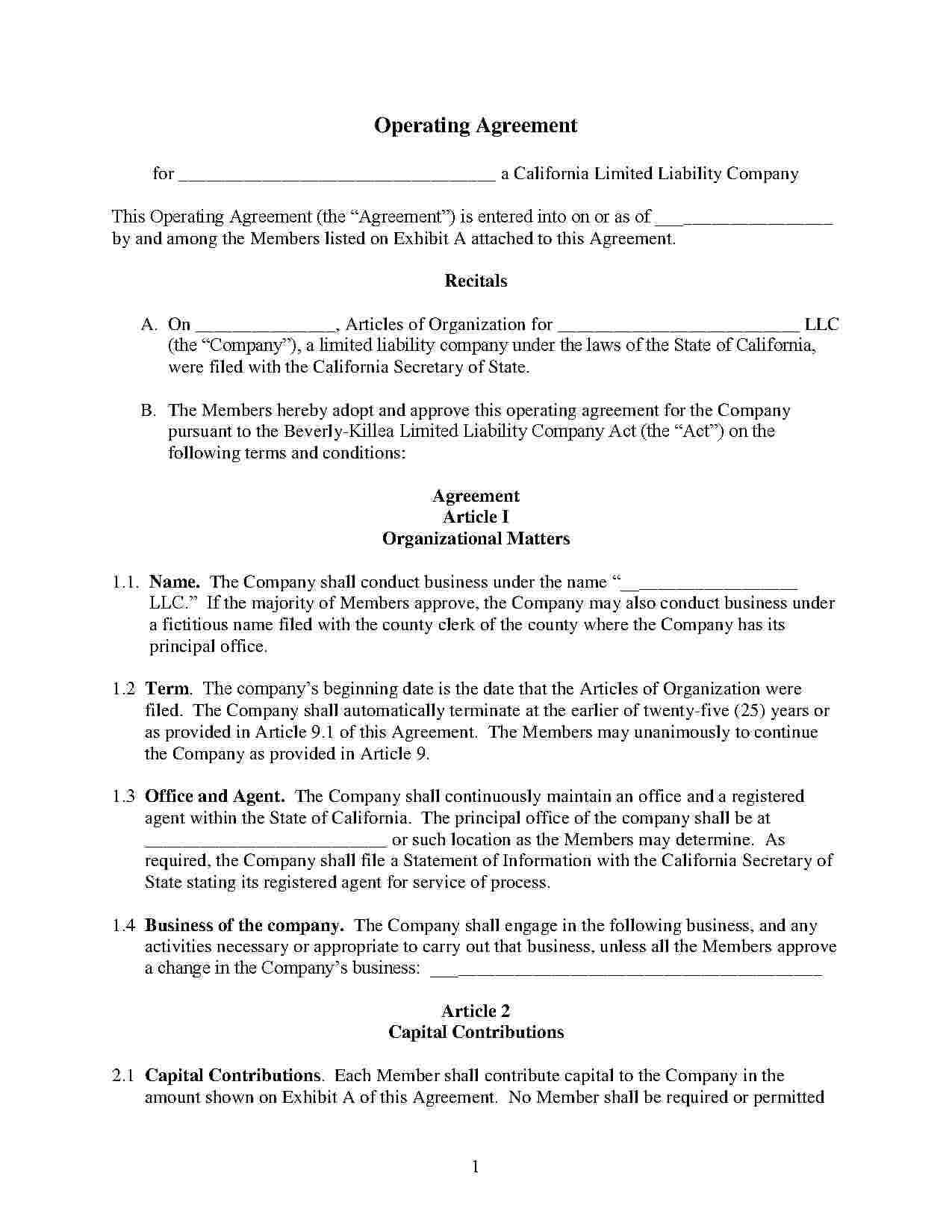 Download Llc Operating Agreement Style 5 Template For Free Inside Articles Of Organization Template