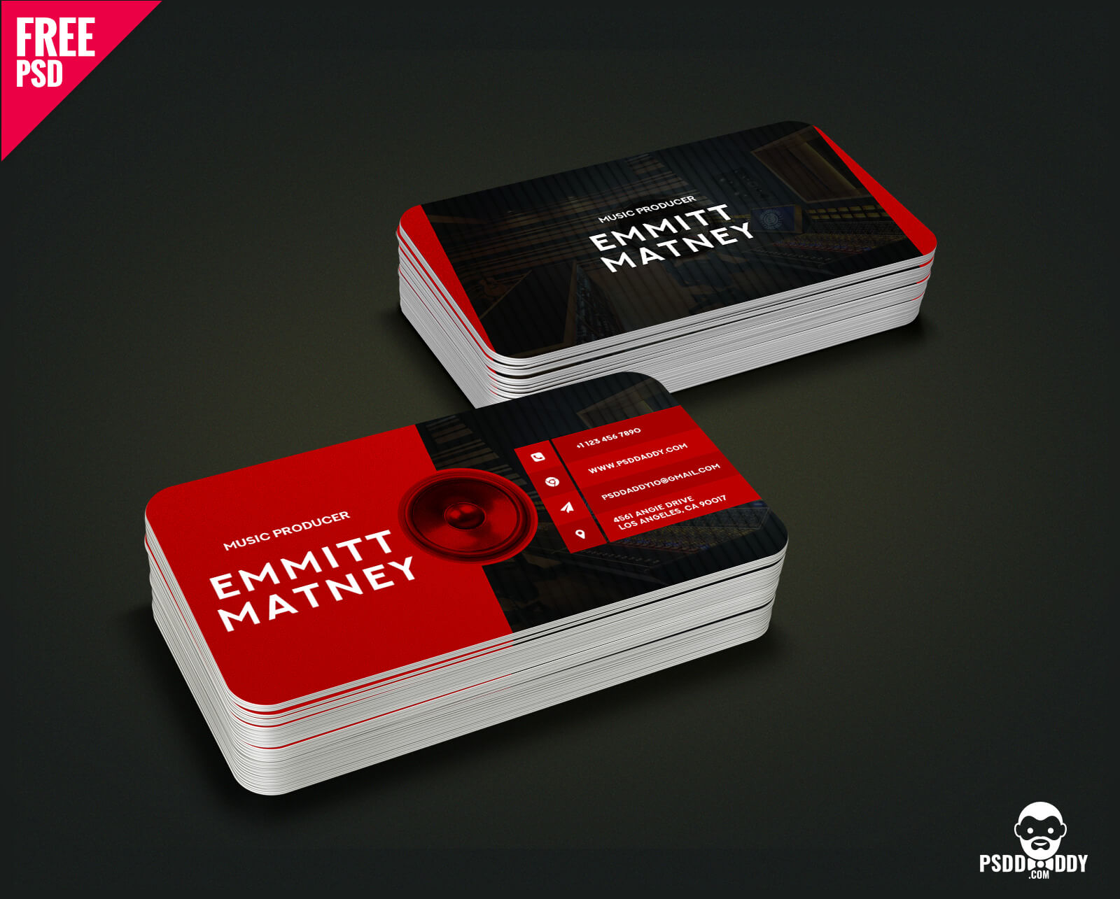 Download] Music Visiting Card Free Psd | Psddaddy Pertaining To Business Card Template Photoshop Cs6