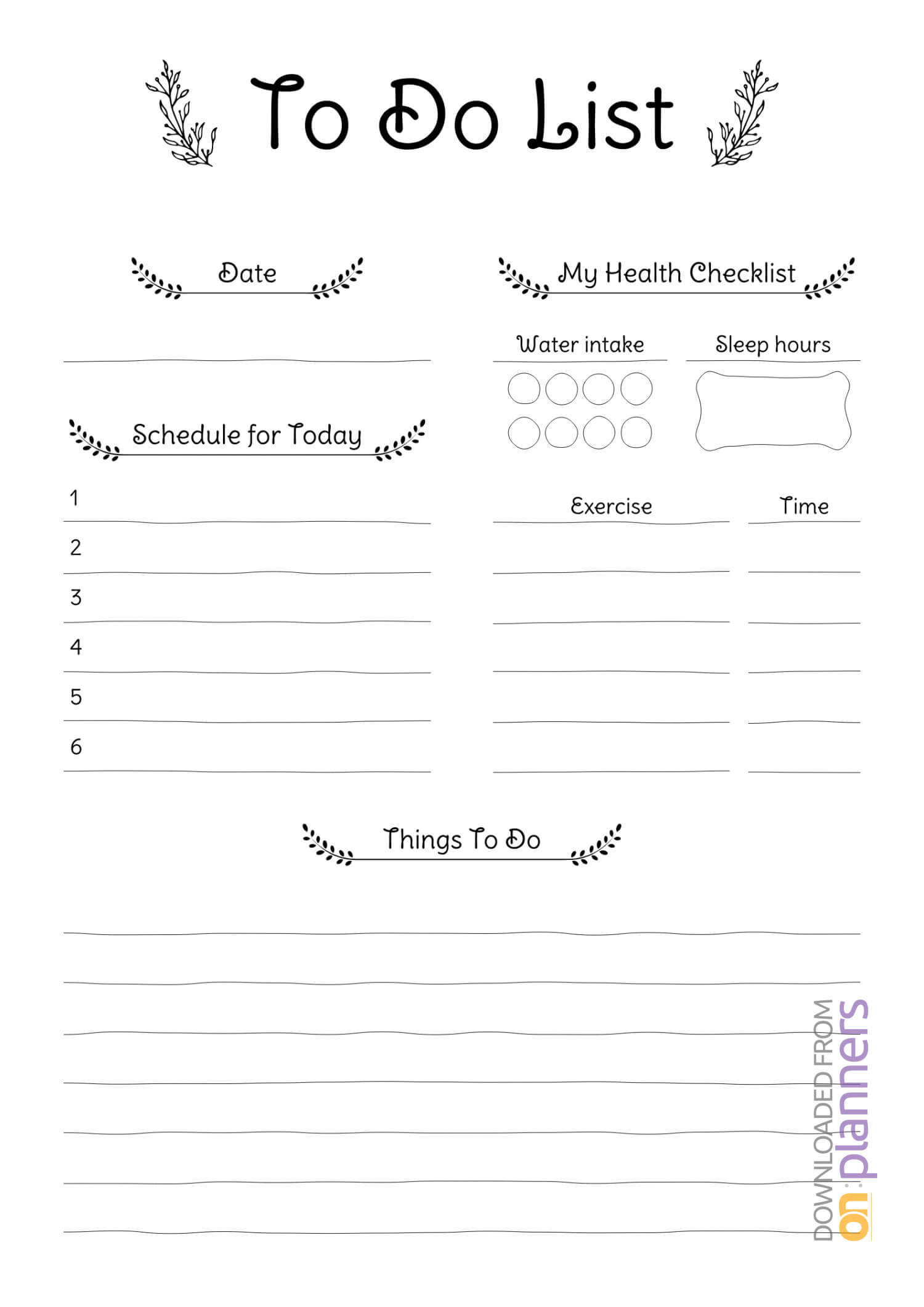 Download Printable Daily To Do List Pdf Regarding Blank Checklist Template Pdf