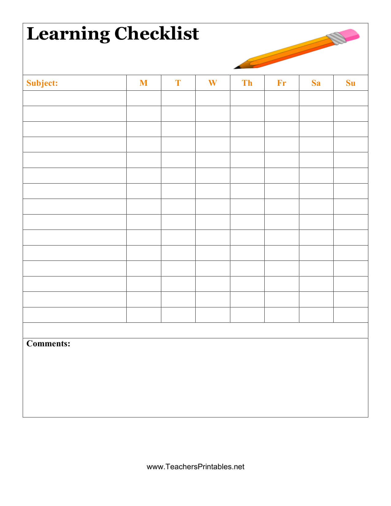 Download Student Checklist Template | Excel | Pdf | Rtf Pertaining To Blank Checklist Template Pdf
