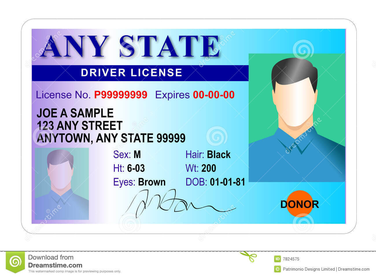 Driver License Identity Card Stock Illustration Pertaining To Blank Drivers License Template