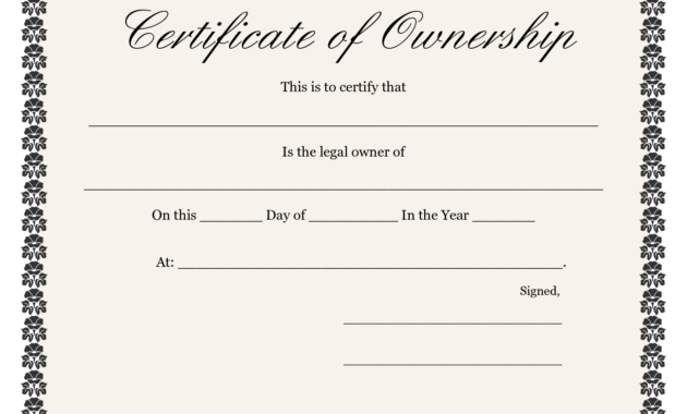 ❤️5+ Free Sample Of Certificate Of Ownership Form Template❤️ intended for Certificate Of Ownership Template