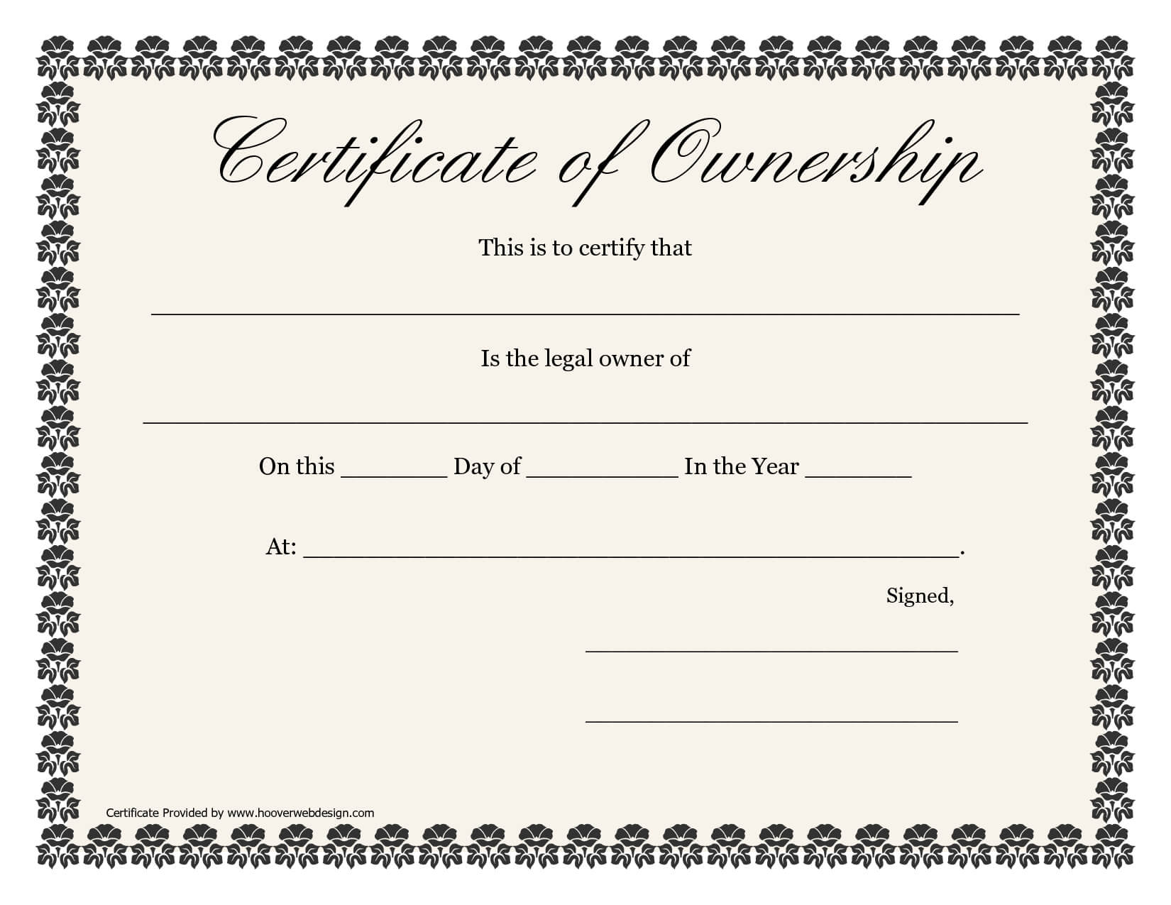 ❤️5+ Free Sample Of Certificate Of Ownership Form Template❤️ Intended For Certificate Of Ownership Template