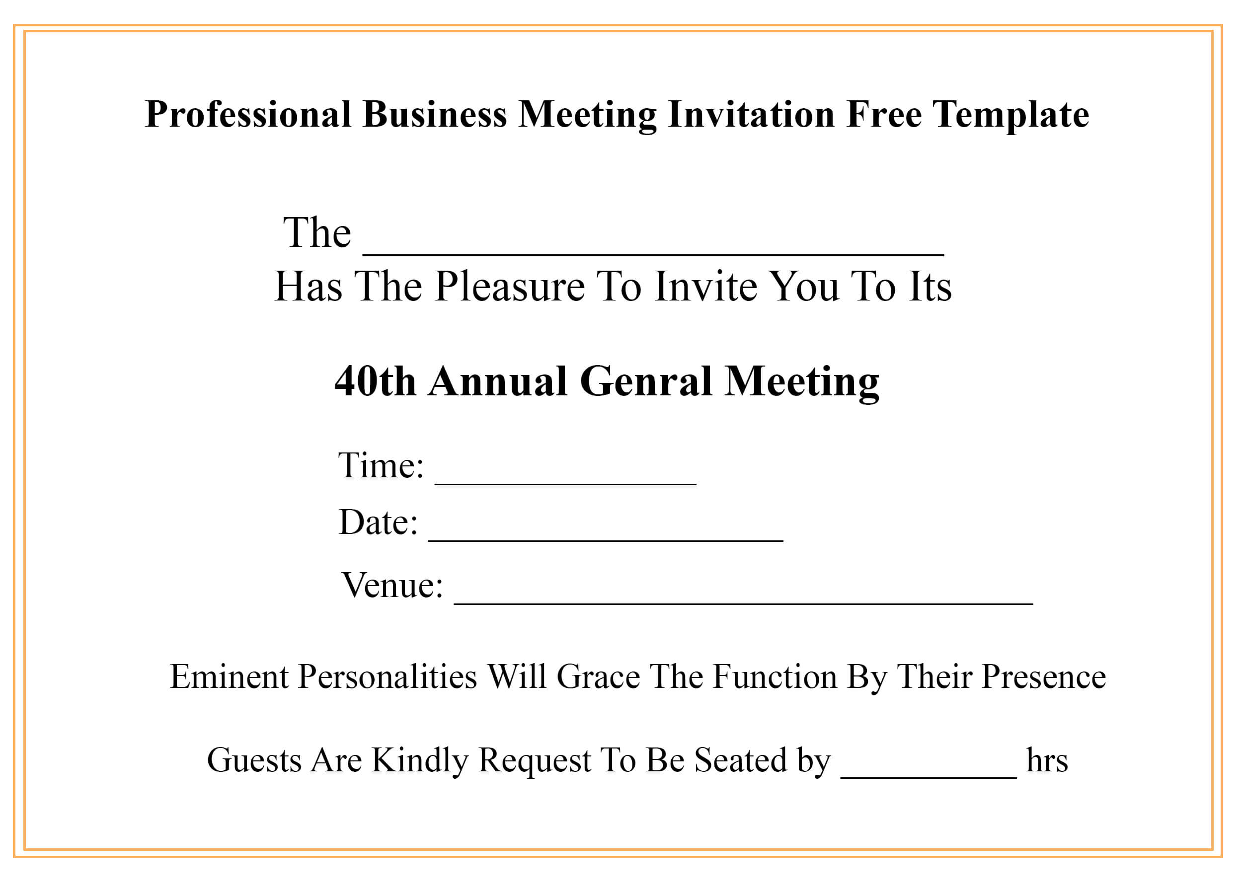 ❤️free Professional Business Meeting Invitation Template Within Business Meeting Request Template