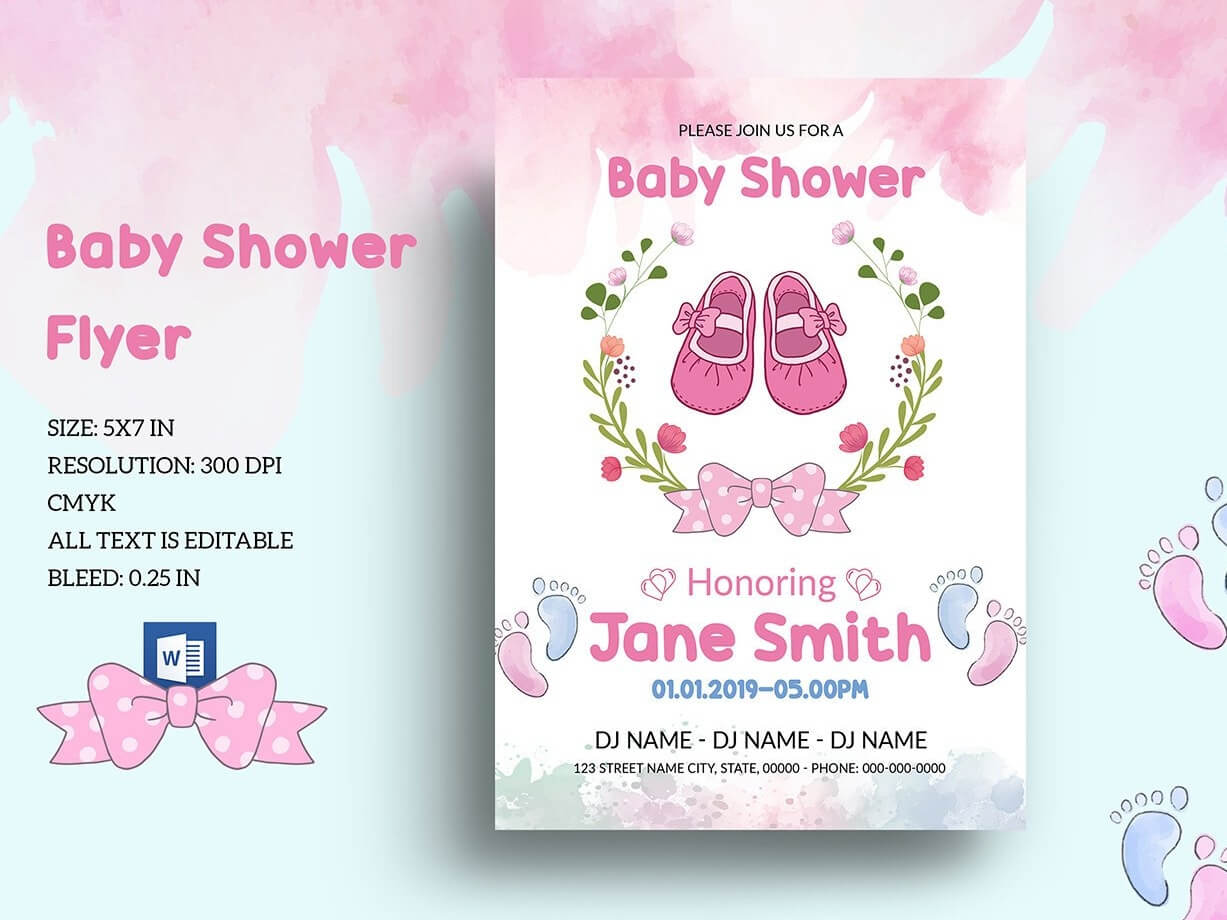 Editable Floral Baby Shower Invitation Templatemukhlasur Within Baby Shower Invitation Templates For Word