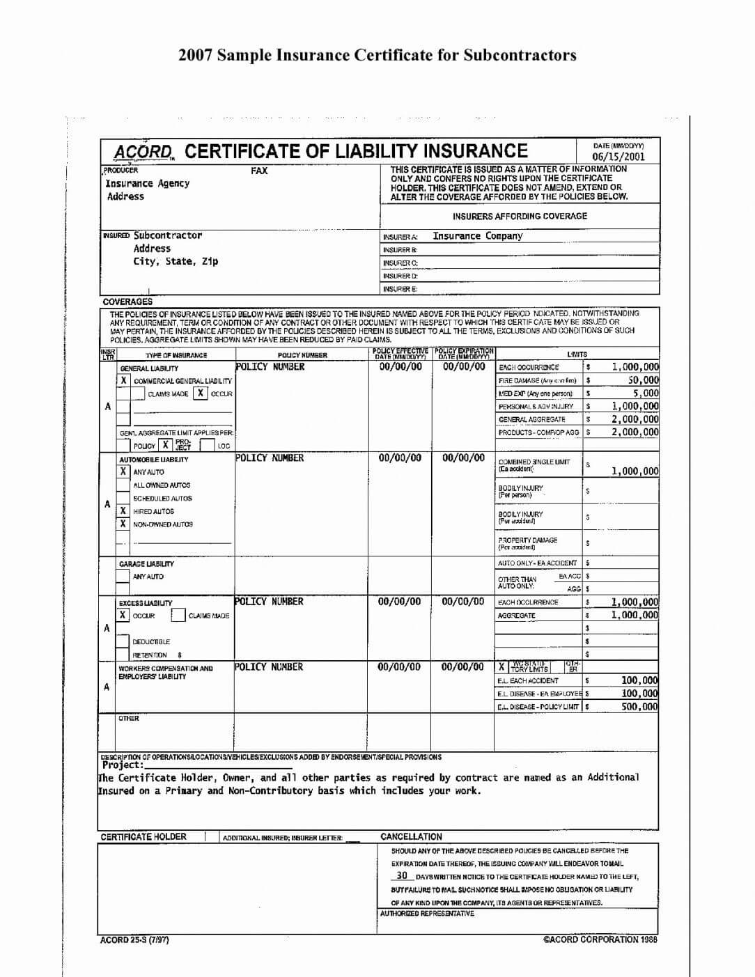 Editable Form Ificate Of Liability Insurance What Is With Certificate Of Liability Insurance Template